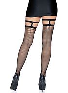 Thigh high stay-ups, small fishnet, straps